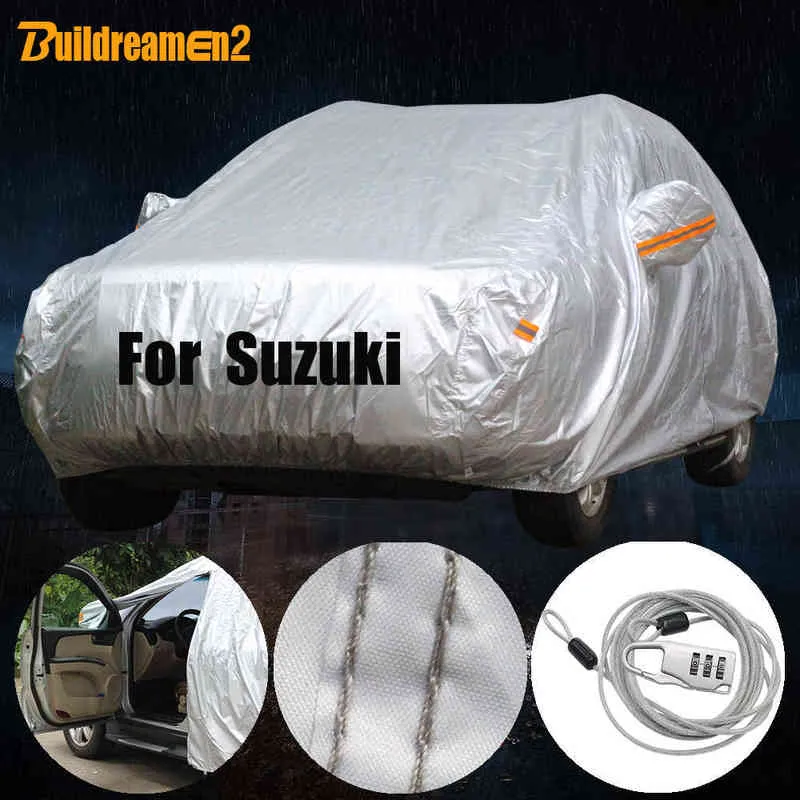 Buildreamen2 Full Car Cover Sun Shade Snow Rain Protection Cover Waterproof For Suzuki Alto Splash X-90 Swift Reno Alivio SX4 H220425