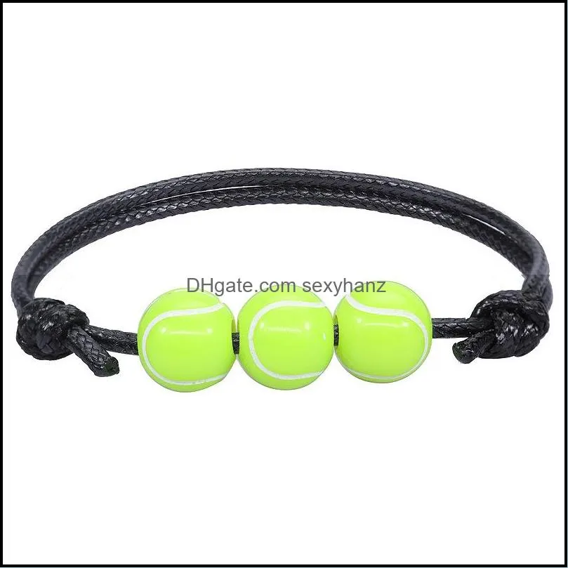 Tennis Sports Charm Bracelets Basketball Baseball Wax Couple Bracelet Summer Beach Jewelry Gift