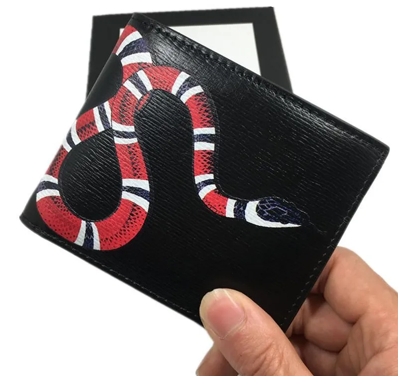 Femmes Luxurys Designer Noir En Cuir Véritable Hommes Court Billfold Bourse En Cuir De Vachette En Cuir Titulaire De La Carte De Crédit Portefeuille Mode Serpent Carte D'identité Portefeuilles pour Homme 451268