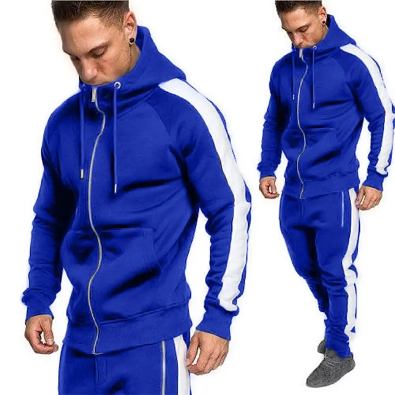 ZOGAA Marke Herren Trainingsanzug Casual Baumwolle Trainingsanzug Männer 5 Farben Trainingsanzug für Männer 2 Stück Set Reißverschluss Sweatsuit Plus Größe S XXXL LJ201125