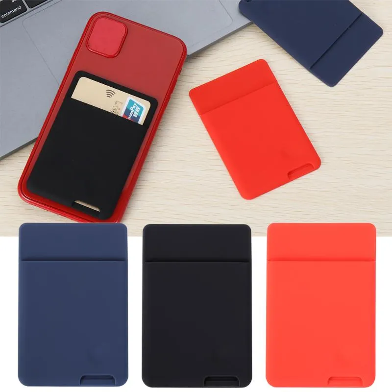 Card Holders Universal Self-Adhesive Sleeves Phone Wallet Case Stick On ID Holder Silicone Cellphone Pocket CoverCard