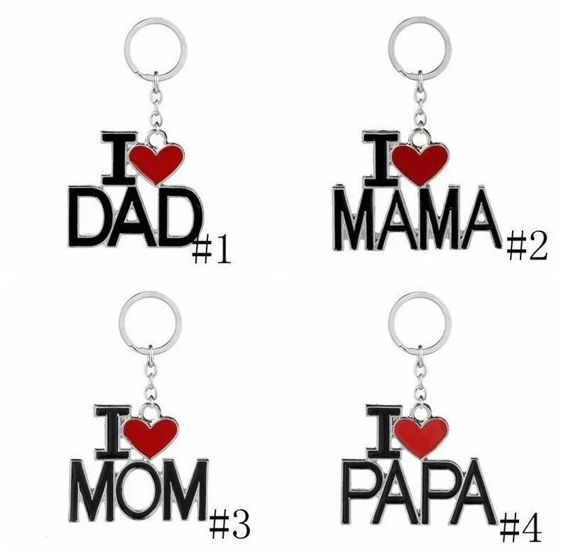 Fedex English Letter Keychain I Love Papa Mama Mom Dad Metal Party Favor Key Ring Family Keychains for Father Mother`S Day Gift