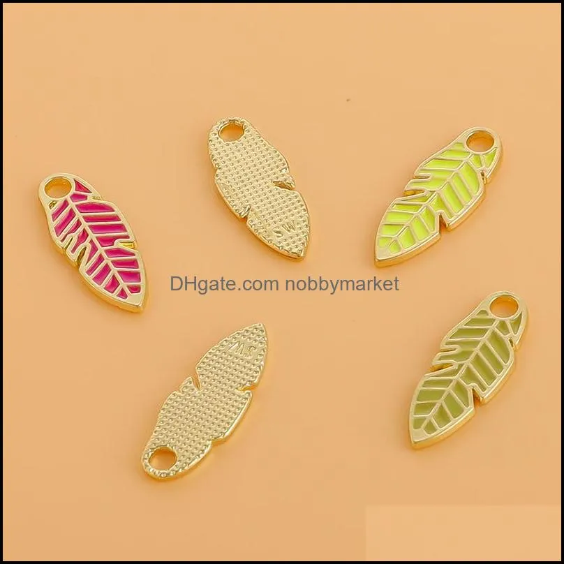 10pcs Zinc Alloy Enamel Color Tree Leaf Charms Oil Drop Pendant For Jewelry Making DIY Necklaces Earrings Findings Crafting
