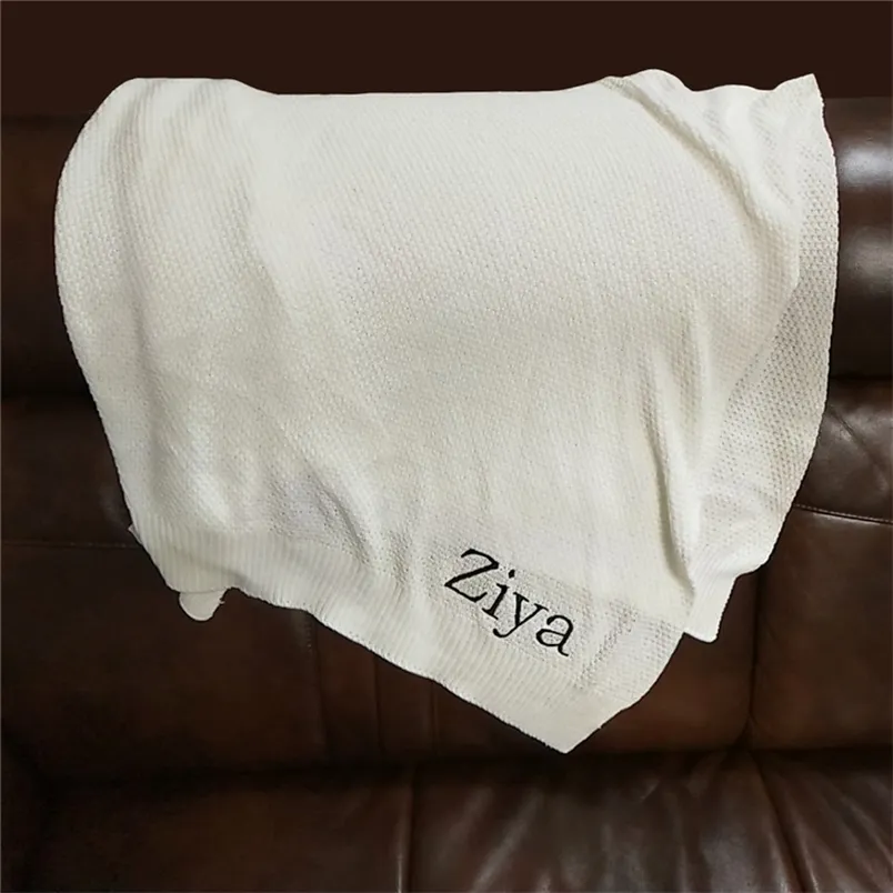 Manta envolvente de algodón con nombre personalizado para bebés, ropa de cama para bebés, cama para cuna, manta para cochecito 220712