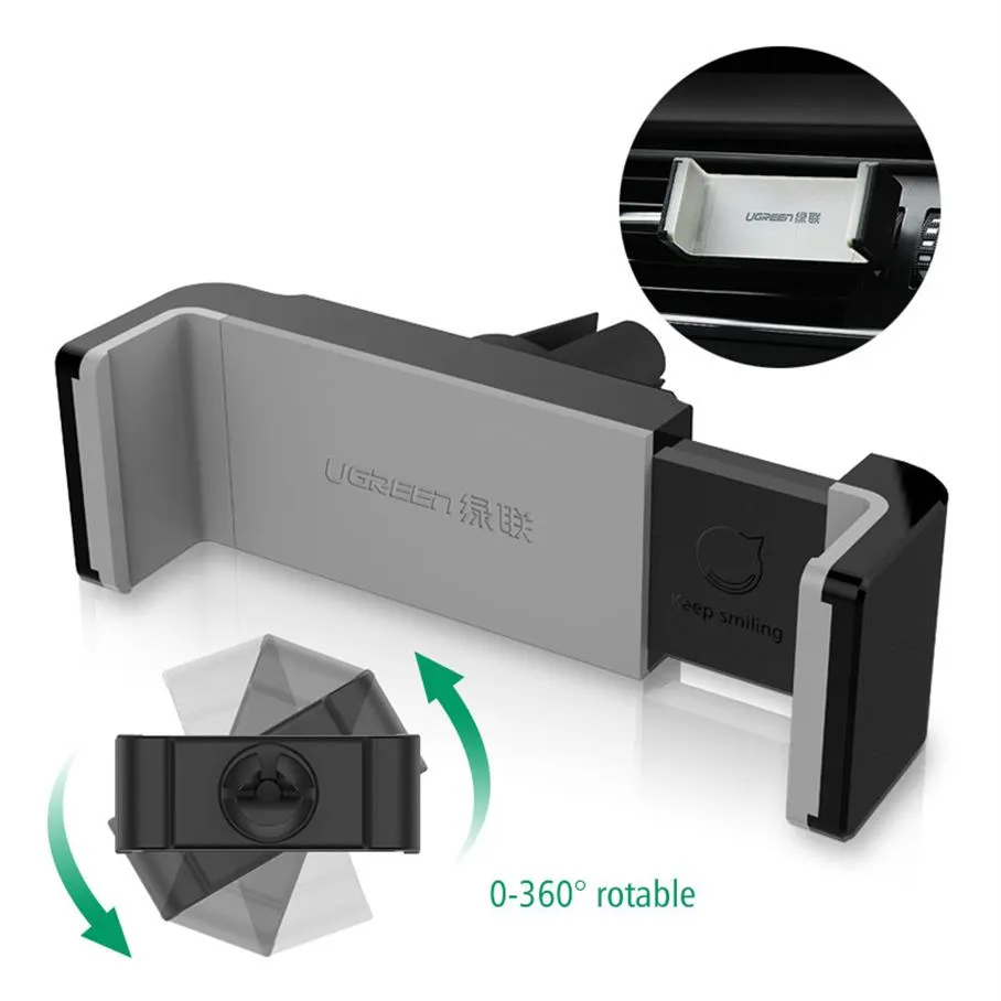 Ugreen Universal Car Phone Holder Air Vent Mount GPSスタンド360調整可能な携帯電話ホルダー用スマートフォン238T