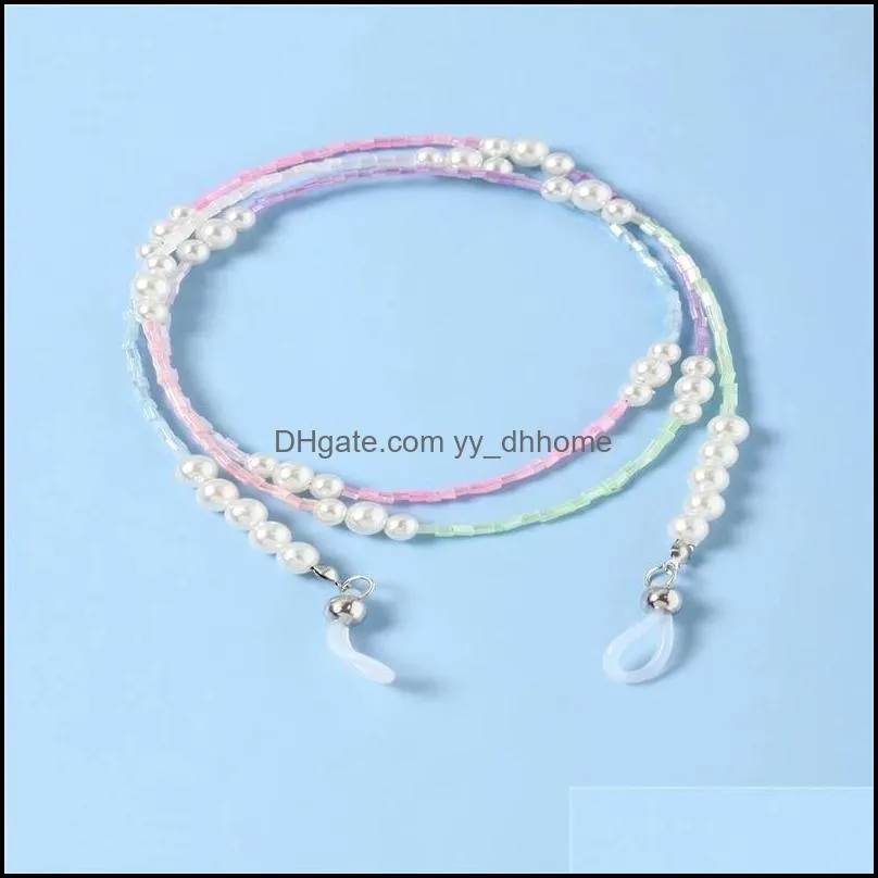 2021 chic handmade candy color beads pearl sunglasses chain holder fashion women glasses accessary