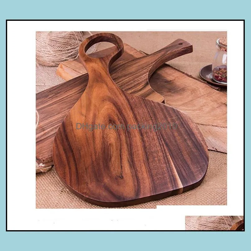 kitchen tools high quality acacia wood cutting board ,practical double-sided wooden cutting-board, regular bread boards with oval handle