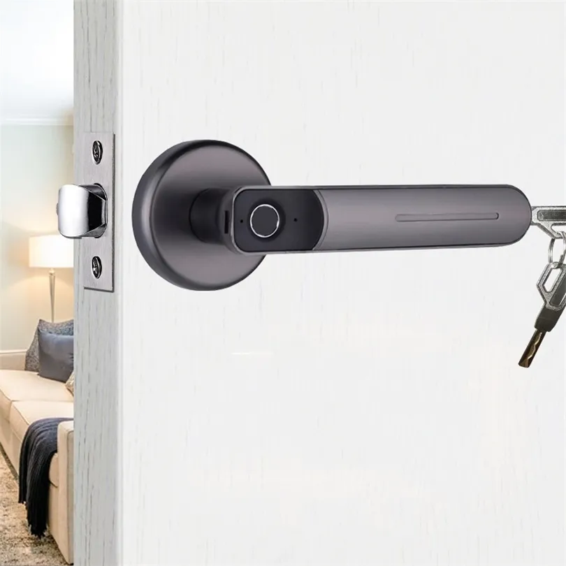 Biometriskt fingeravtryckslås Smart Digital Door Lock Intelligent elektroniskt lås för hem- och kontorssäkerhet med mekanisk nyckel 201013