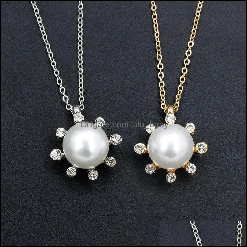 Anhänger Halsketten Sun Flower Pearl Halskette Schmuck Großhandel Imitation Diamond Little Ne Baby Dhqau