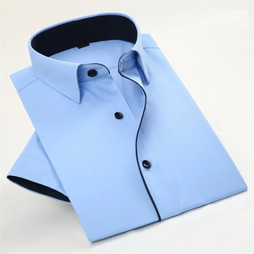 Nieuw aankomstmerk heren twill korte mouw shirts zakelijke formele shirts voor mannen modekleding 201124