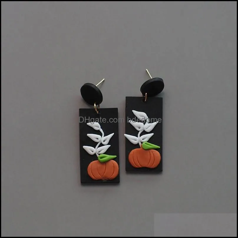 Boucles d'oreilles Bijoux Tendance Noël Halloween Polymère Argile Mti Couleur Série Géométrique Citrouille Dangle Unique Boucles D'oreilles Ensembles Pour Dhqrg