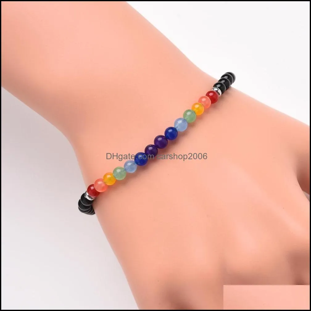 4mm Thin Natural Crystal stone Yoga 7 Chakras Healing Balance Reiki Prayer Stones Bracelet For Women