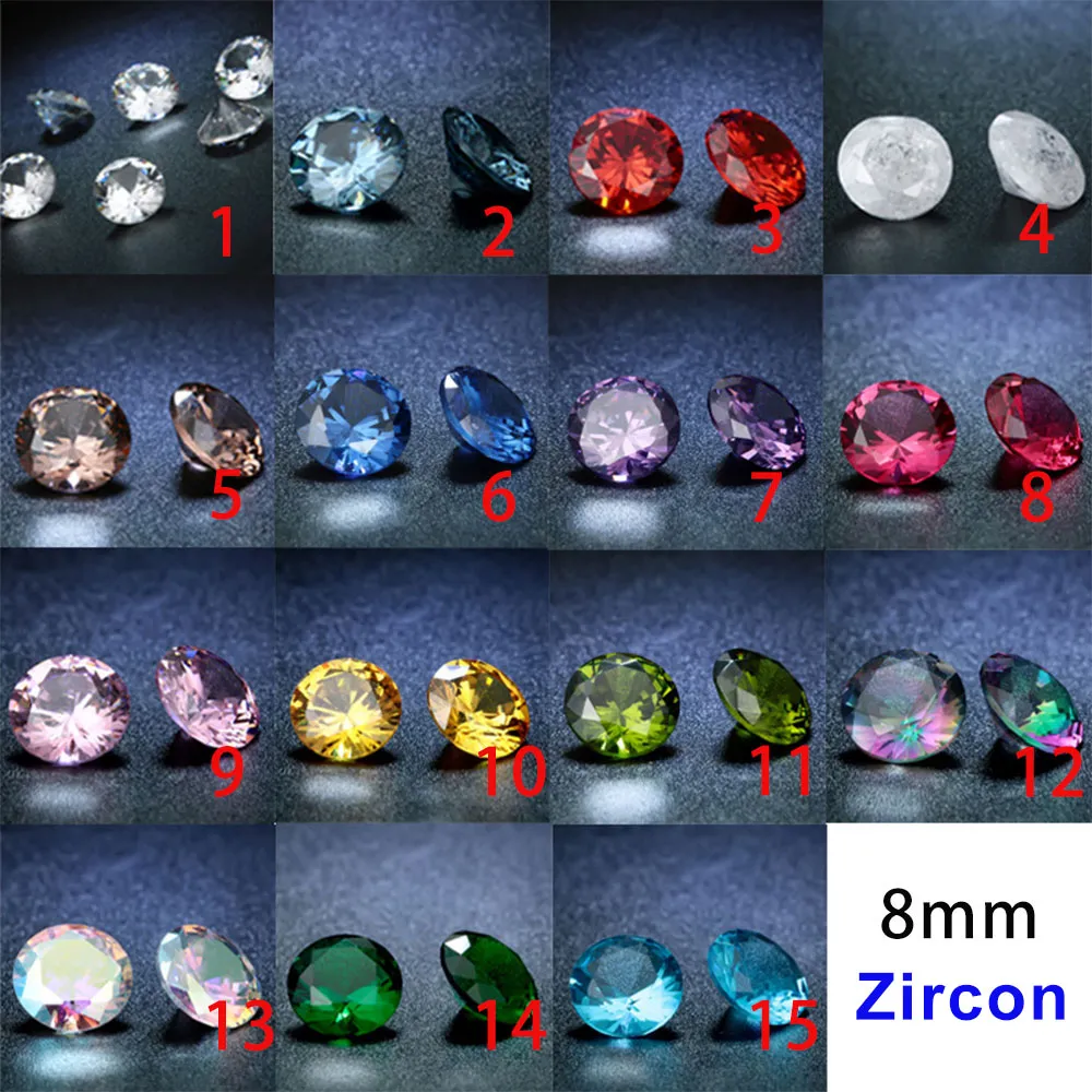 20 Stück/Lot Strasssteine, Kristall, kubischer Zirkon, CZ-Steine, runde Form, DIY-Zubehör, Pointback-Glas-Strass, 8 mm, für Schmuck, Basteln, Basteln