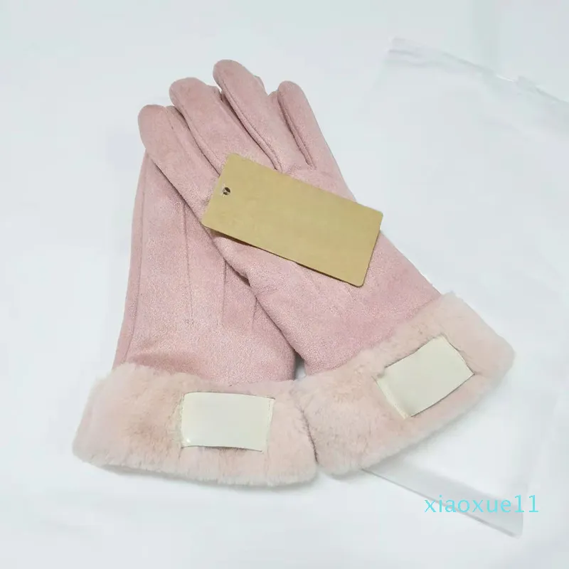 Модные аксессуары из искусственного меха перчатка для женщин зима на открытом воздухе теплые пять пальцев искусственные кожаные перчатки