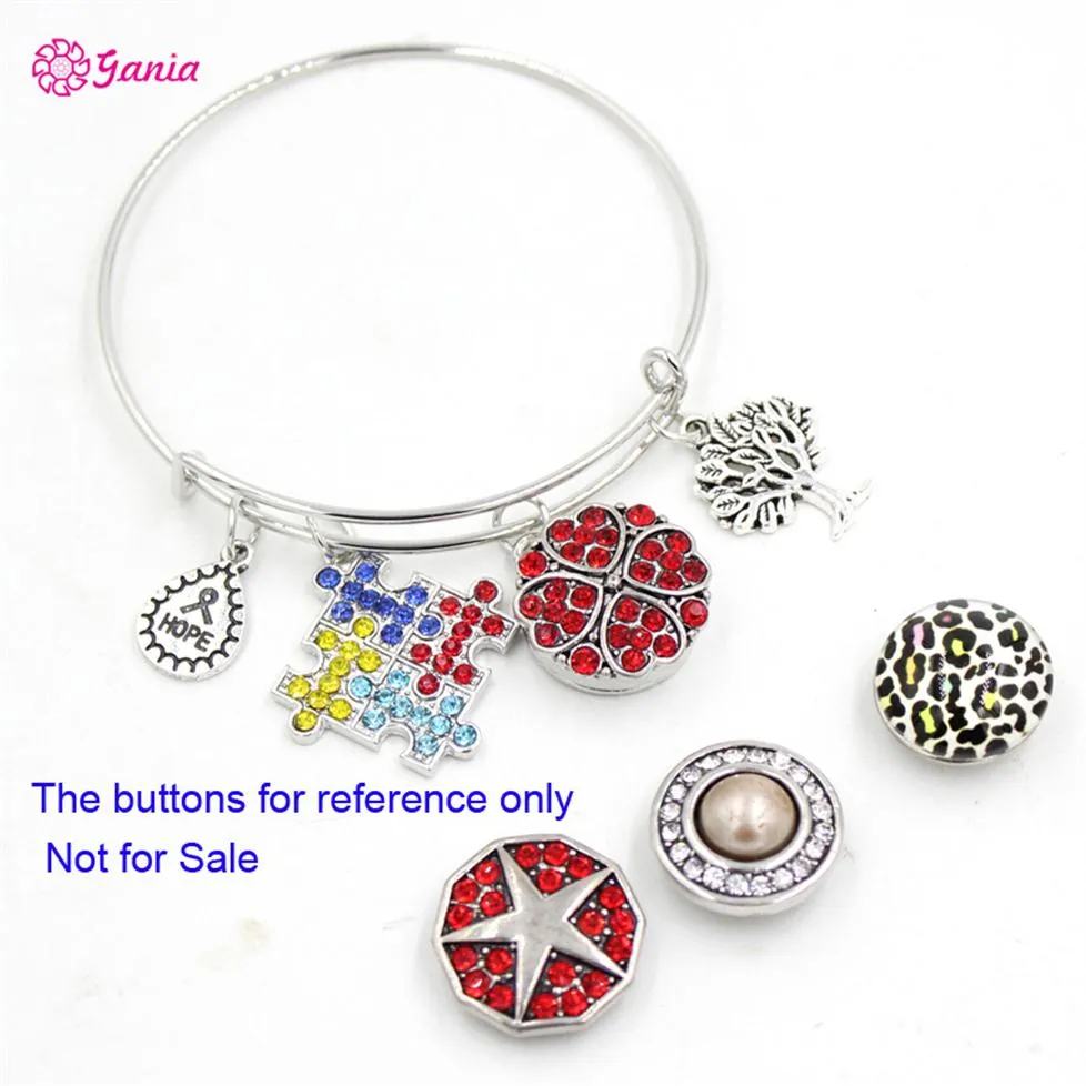 Free shipping internationally New Arrival Snap Jewelry Hope Ribbon Tree  Lift Puzzle Autism Charm Expandable Wire Adjustable Snap Bangles Bracelet  for women puls201h - www.click4vector.com