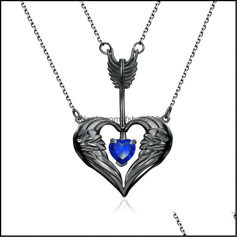 multilayer necklaces one arrow pierced necklace stones heart pendant necklaces for women girls party jewelry gifts