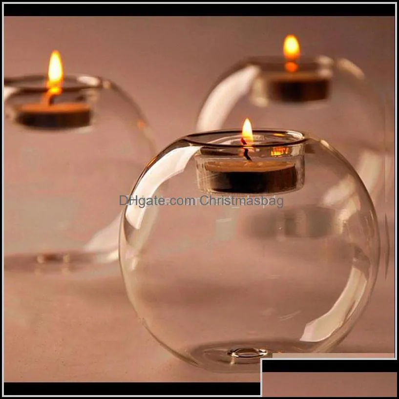 Holders D￩cor & Gardenportable Classic Crystal Transparent Glass Holder Wedding Bar Party Home Decor Candlestick Matching Block Candle