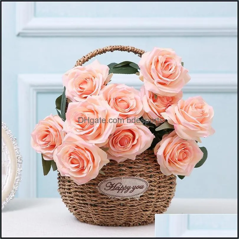 Decorative Flowers A bouquet of 10 French simulated rose wedding bouquets for home decorations table top decoration roses 42 styles 16