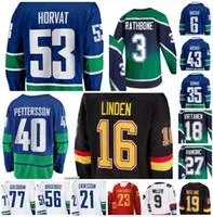 21 22 VAN 53 Bo Horvat Hockey Jerseys 40 Elias Pettersson 43 Quinn Hughes 6 Brock Boeser 35 Thatcher Demko 10 Pavel Bure Custom Stitched Men