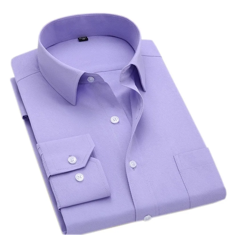 MACROSEA Style classique hommes chemises solides à manches longues décontracté confortable respirant vêtements de bureau 220330