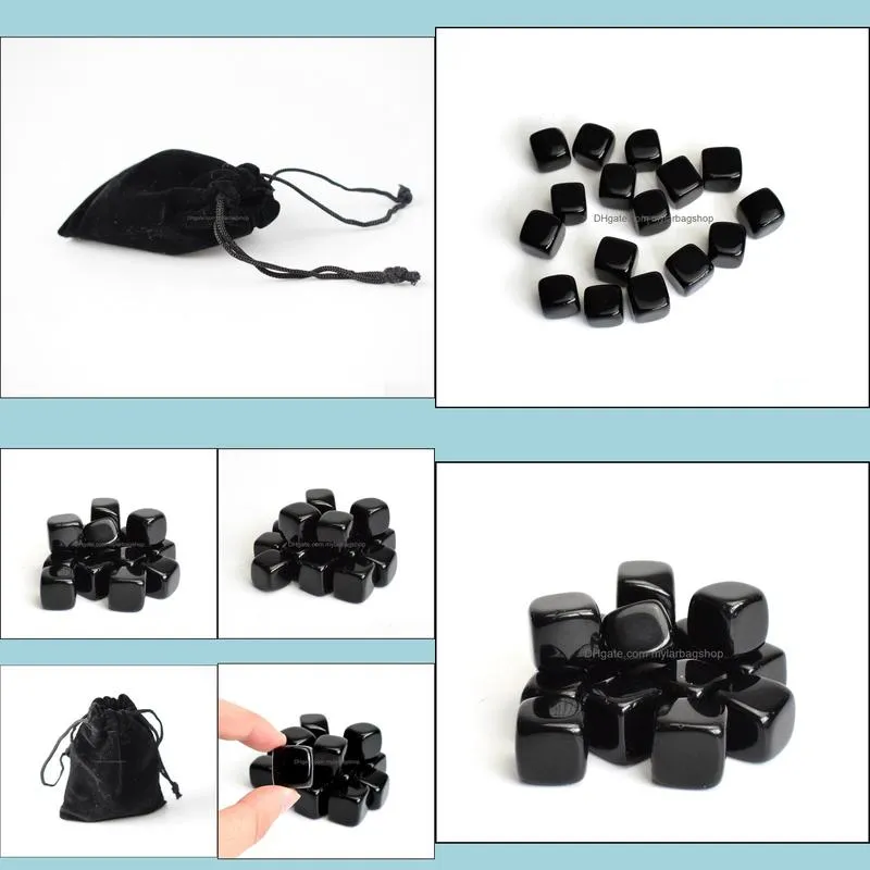 12 lb bulk natural tumbled black obsidian carved cube crystal reiki healing semiprecious stones with a free pouch