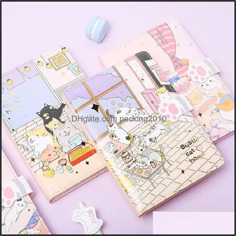 notepads block of japanese kawaii-style notes cat print magnetic pin 112 colored sheets page handbook school paper bulletnotepads