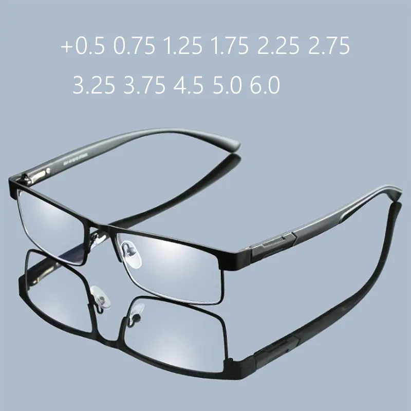 Rbenn Metal Frame Men Leiting Glasses Business Hyperopia Eyewear Eyeglasses Male Male 1 25 1 75 2 75 3 75 5 0 6 0 220705