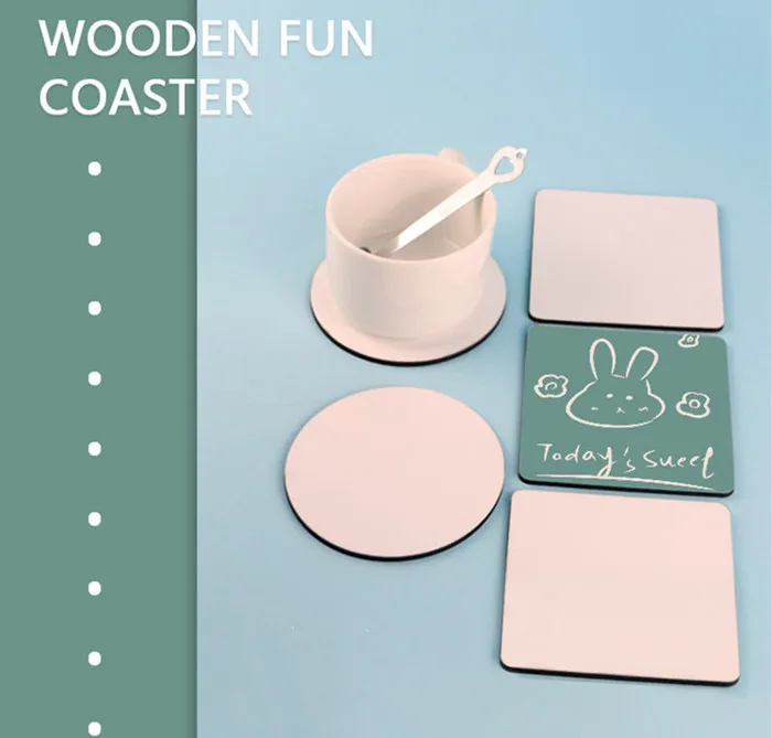 Sublimation Blanc MDF Dessous De Verre DIY Arts et Artisanat Tasses À Café Coussinets Transfert De Chaleur Bois Isolé Dessous De Verre Cadeaux Créatifs B6