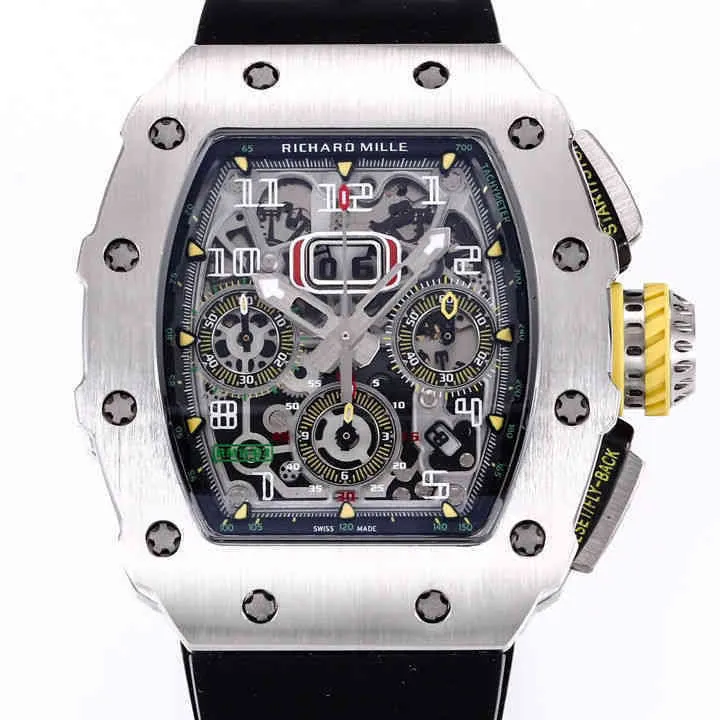 Richardmill relógio data luxo masculino mecânica Rms11-03rg série titânio estilo flyback cronometragem totalmente automático mecânico richardwatch