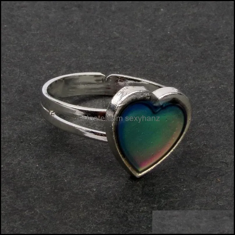 Temperature Sensing Heart Ring Changing Color Charm Mood Rings Cluster for Women Fashion Jewelry Will and Sandy 587 Z2