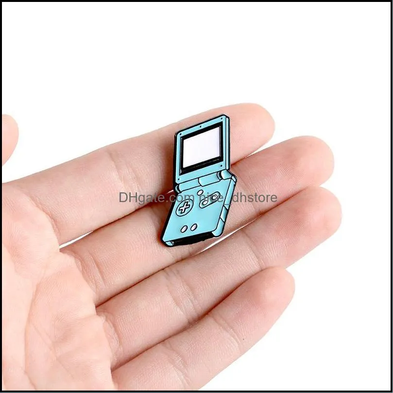 handheld game console pin blue game machine brooch soft enamel pins for women men cartoon badge game player jewelry