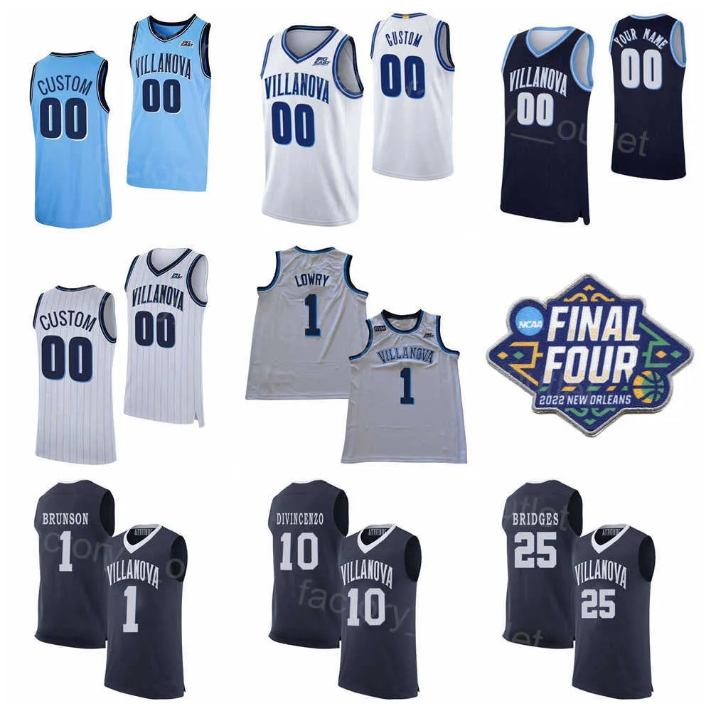 NCAA 2022 Final Four Villanova Wildcats College 10 Donte Divincenzo Jersey Basketball 1 Jalen Brunson 1 Kyle Lowry 25 Mikal Bridges 3 Josh Hart 사용자 정의 이름 번호