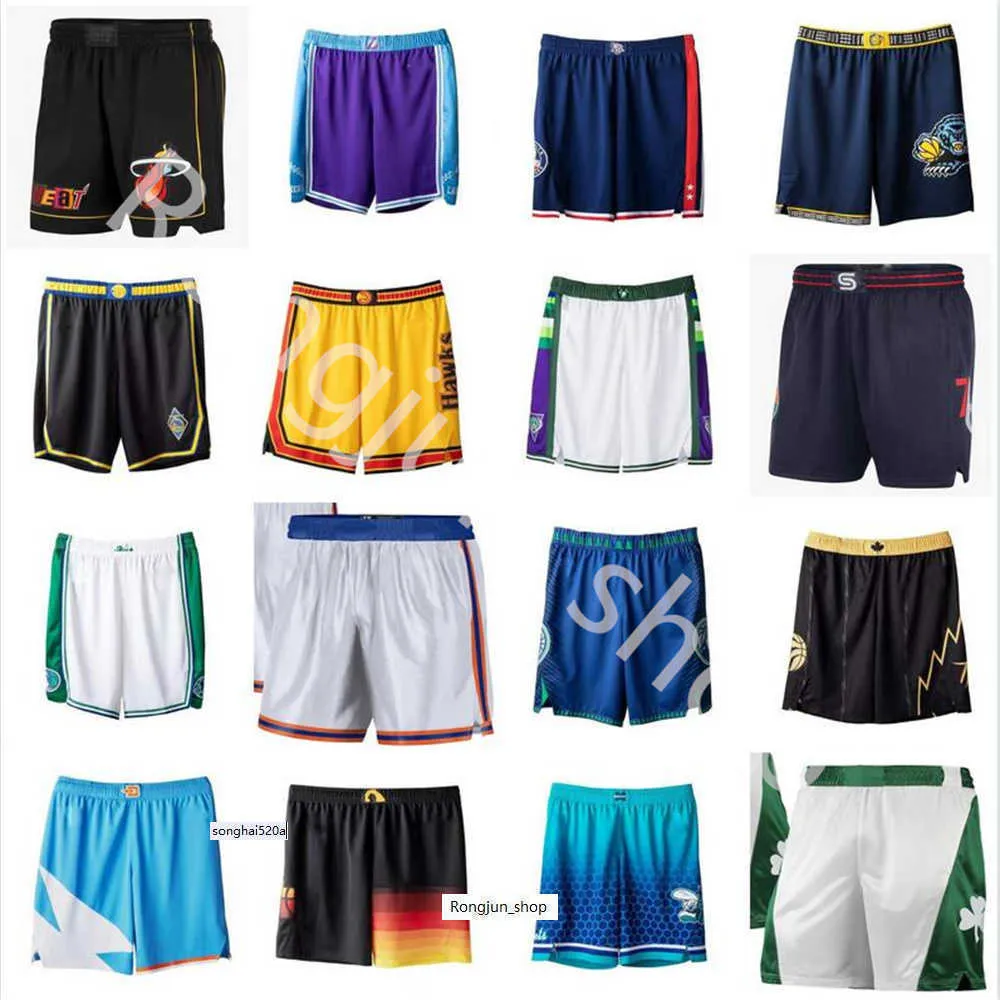 Printed 2022 New City Pockets Basketball Shorts 21-22 Team Short Sport Wear Pant With Pocket City Blue White Black Red Purple Prin jerseys
