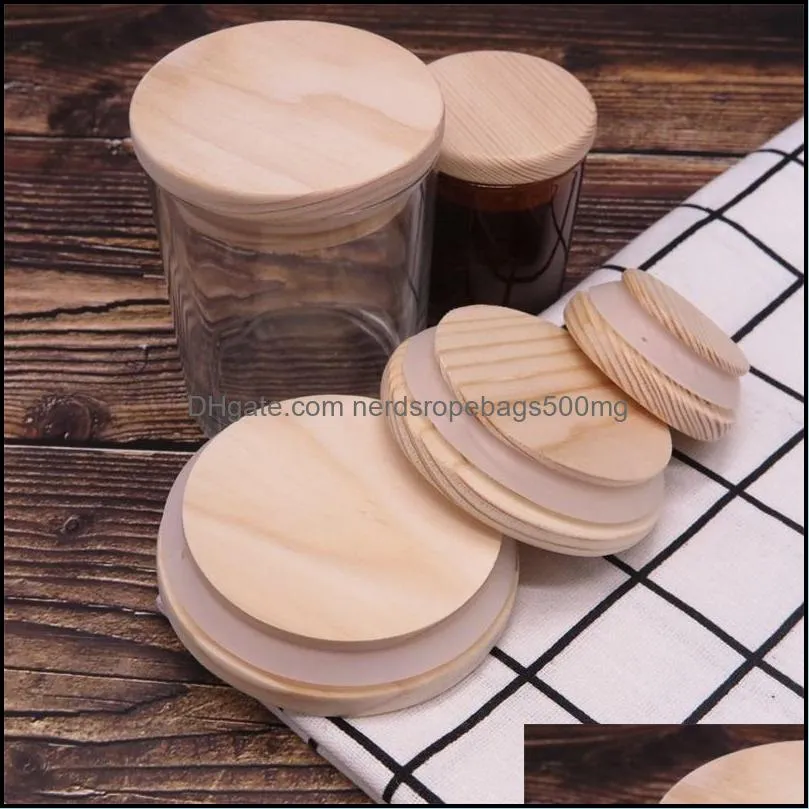 Wooden Mason Jar Lids 8 Sizes Environmental Reusable Wood Bottle Caps With Silicone Ring Glass Bottle Sealing Cover Dust Cover 277 N2