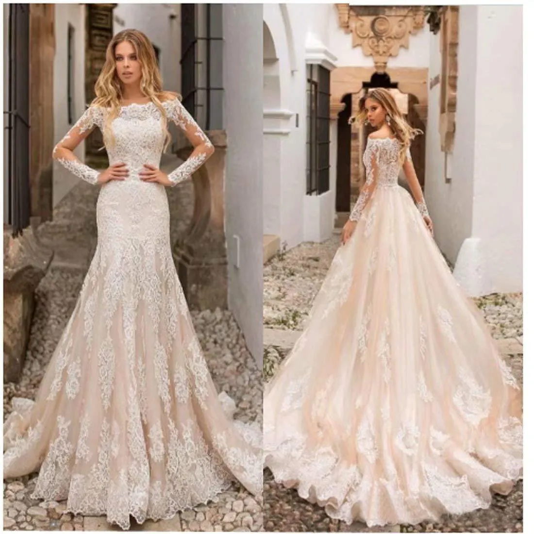 Nowe sukienki ślubne syreny z dwupiętrowym pasem rybackim koronkowy Elegancki duży rozmiar sukienki Vestido de novia