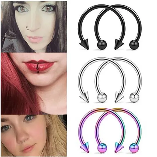 Surgical Steel Cone Spike Horseshoe Septum Nose Ring Eyebrow Ear Piercing Body Jewelry From Feida100 12.45 DHgate.Com