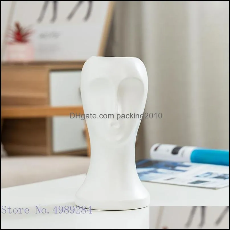 Vases Ceramic Vase Abstract Human Head Crafts Body Flower Arrangement Black And White Face Ornaments