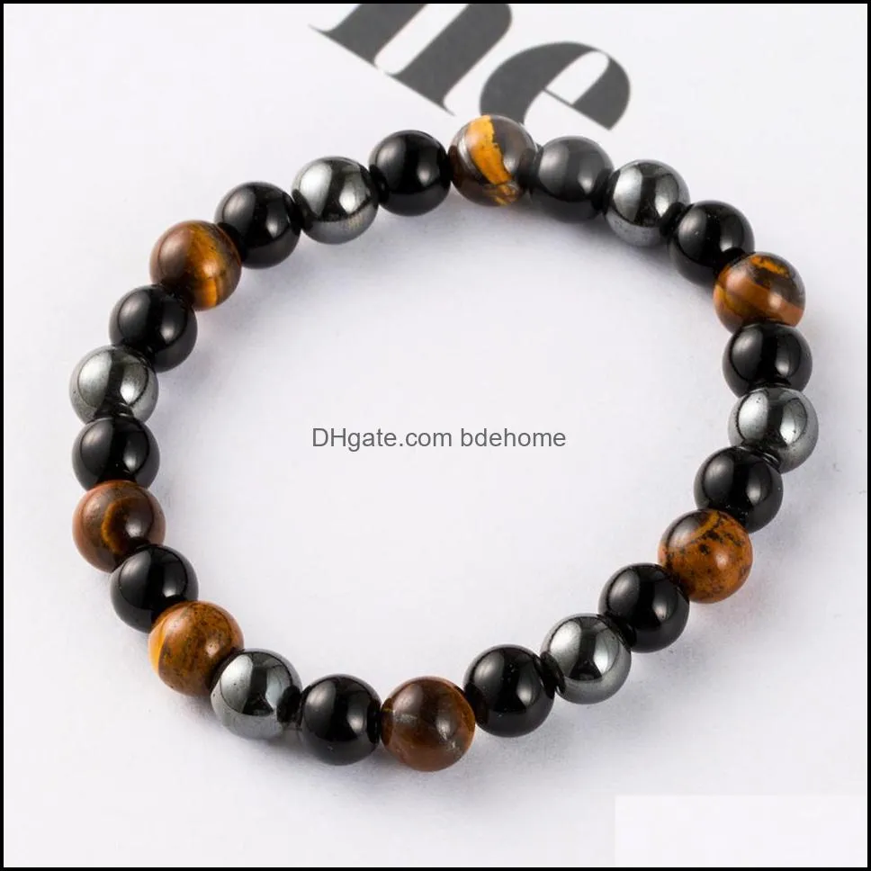 100pcs natural stone hematite stone tiger eye beaded strand wrap buddha bracelets&bangles jewelry accessories k2618