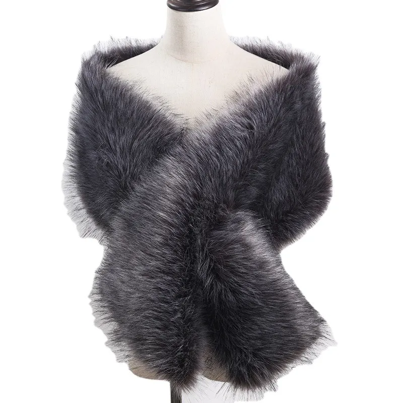 Winter Faux Fur Wedding الزفاف لفات شالات دافئة ملابس خارجية للسيدات لحفلة حفلة موسيقية 20 ألوان الحجم 65'x13 '' '