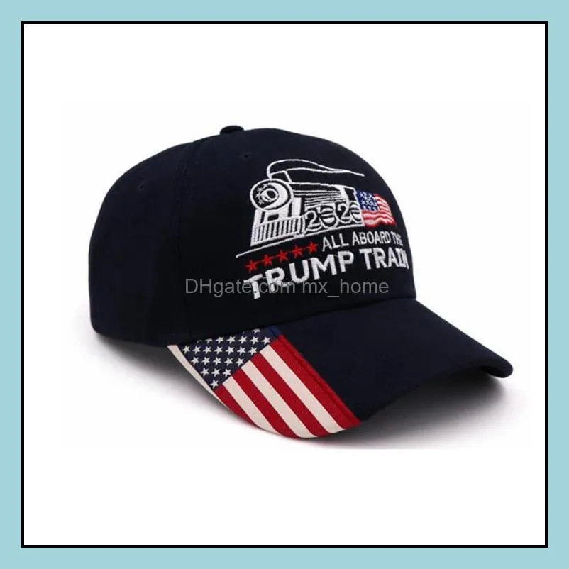 Donald Trump Train Baseball Cap outdoor embroidery All Aboard the Trump train hat sports cap stars striped USA Flag Cap LJJA3379-5