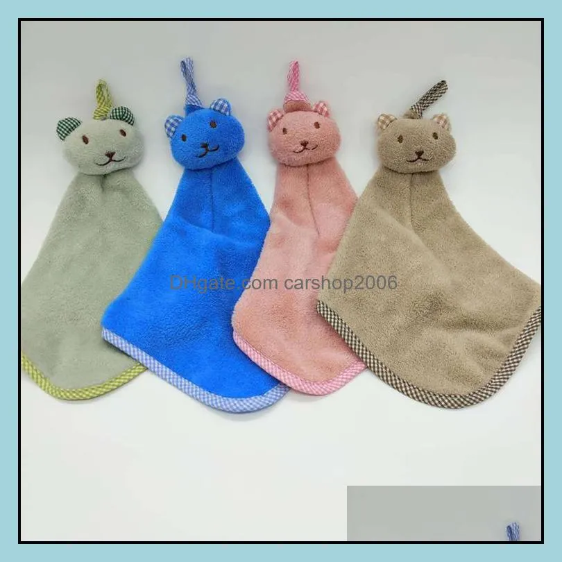 creative coral velvet towel cartoon rabbit shape towel thickened hanging super absorbent towel kitchen and bathroom supplies wq188