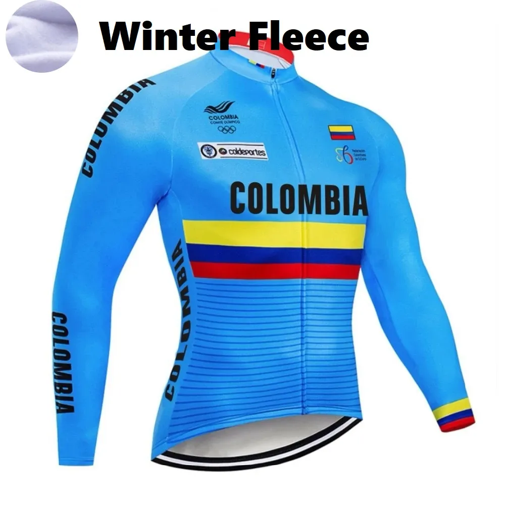 2024 Colombia Winter Cycling Jackets Fleece Cycling Jersey Man Long Sleeve MTB Bicycle Clothing Thermal Bike Wear Invierno Maillot Ropa Ciclismo