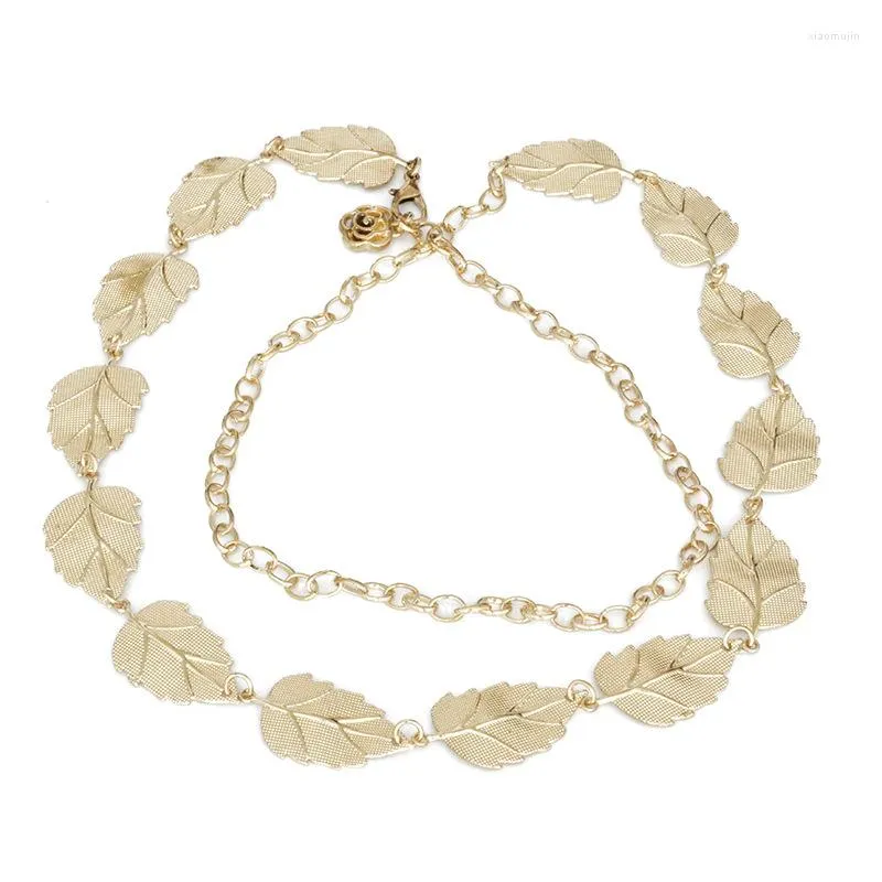 Bälten Kvinnor Fashion Metal Leaves Belt Designer Alloy Midjebältet Decoration Leaf Thin Gold Silver Midje kedja dambälten Bältesbälten