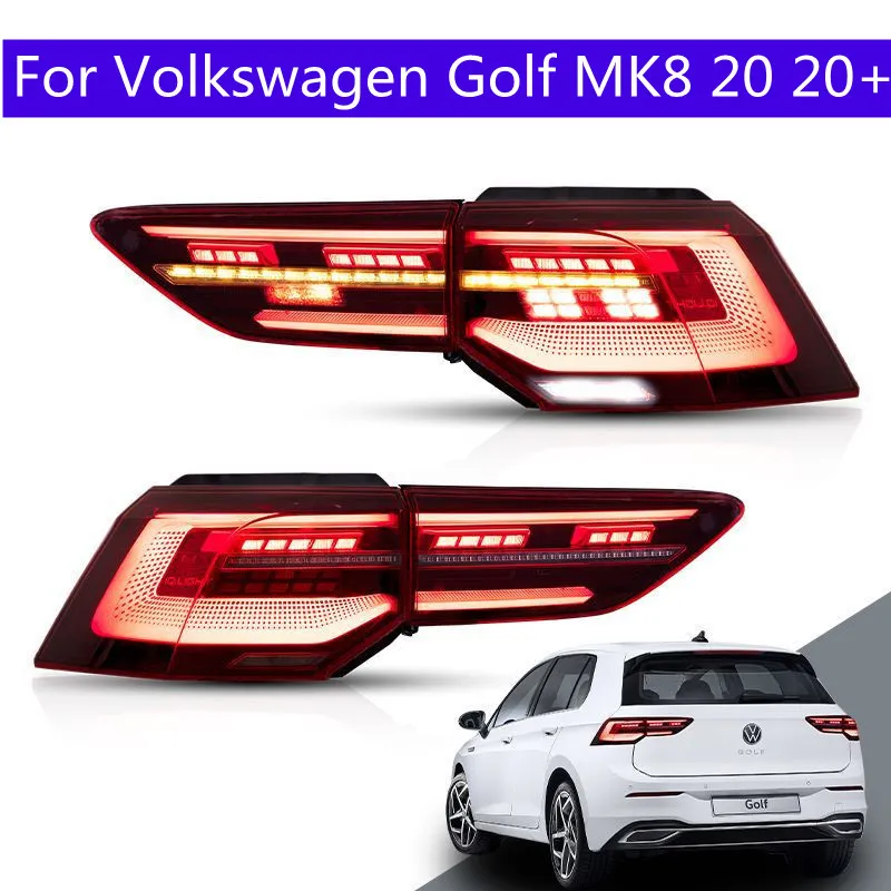 Auto LED-bakljus för Volkswagen Golf MK8 20 20+ Bromsljus + Omvänd + FOG + LED-ström Vänd signalens baklykta