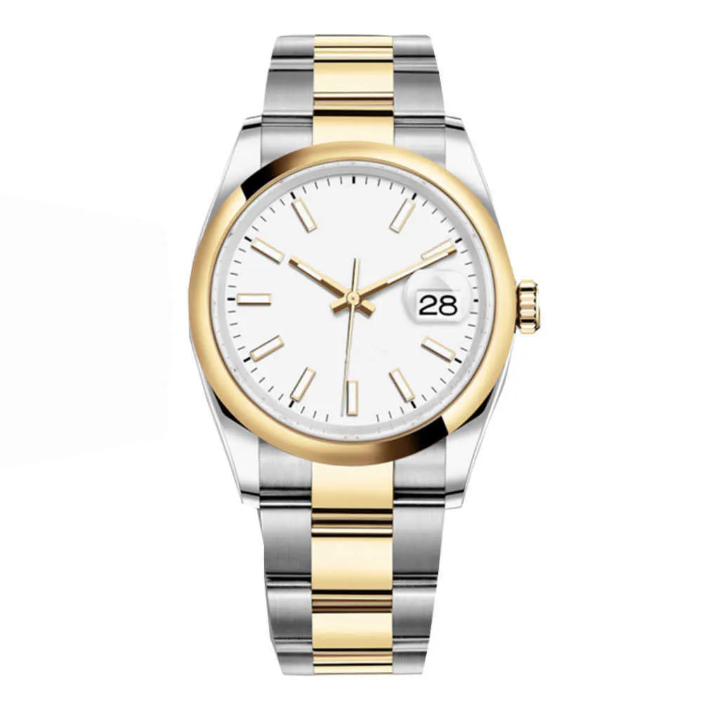 Luxusuhr Frau Uhren Gold 36mm Zifferblatt Breites Flachband 2813 Automatische mechanische Stahlschwimmen Wasserdichte Armbanduhren270e