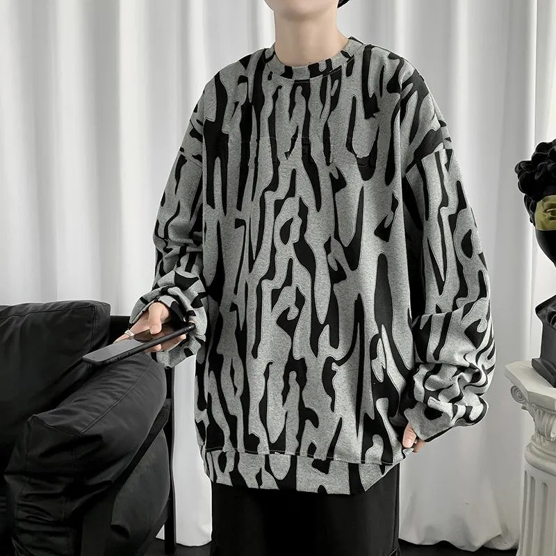 Heren Hoodies Sweatshirts High Street Hip Hop Leopard Print Sweatshirt Men#39; S Trendy Brand Loose Harajuku Casual Couple Wear Base S