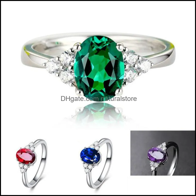 With Side Stones Rings Jewelry Rhinestone Band Green Red Lady Retro Opening Ring Women Jewellery Fashion Accessories New Arrival Dhsqf