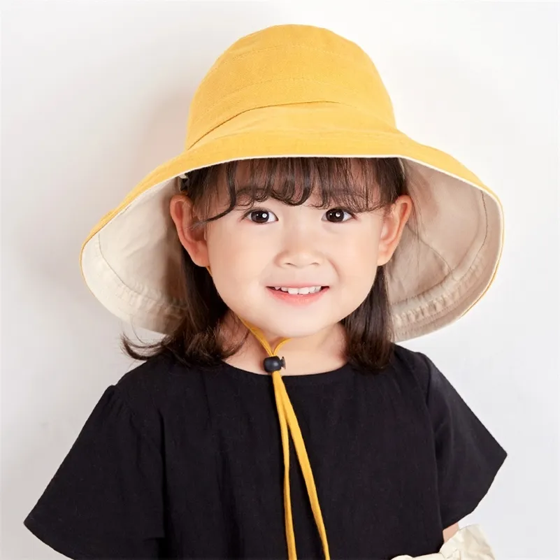Lente zomerjongens en meisjes allemaal match brim dubbelzijdige mode zon hoed kinderen casual vis cap 220630