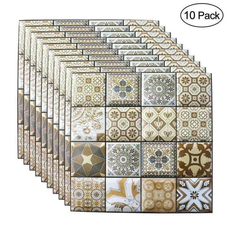 Selfadhesive 3D Brick Wall Stickers 10 Pcs 30x30CM paper Living Restaurant Room Decor Waterproof Covering paper Y200103