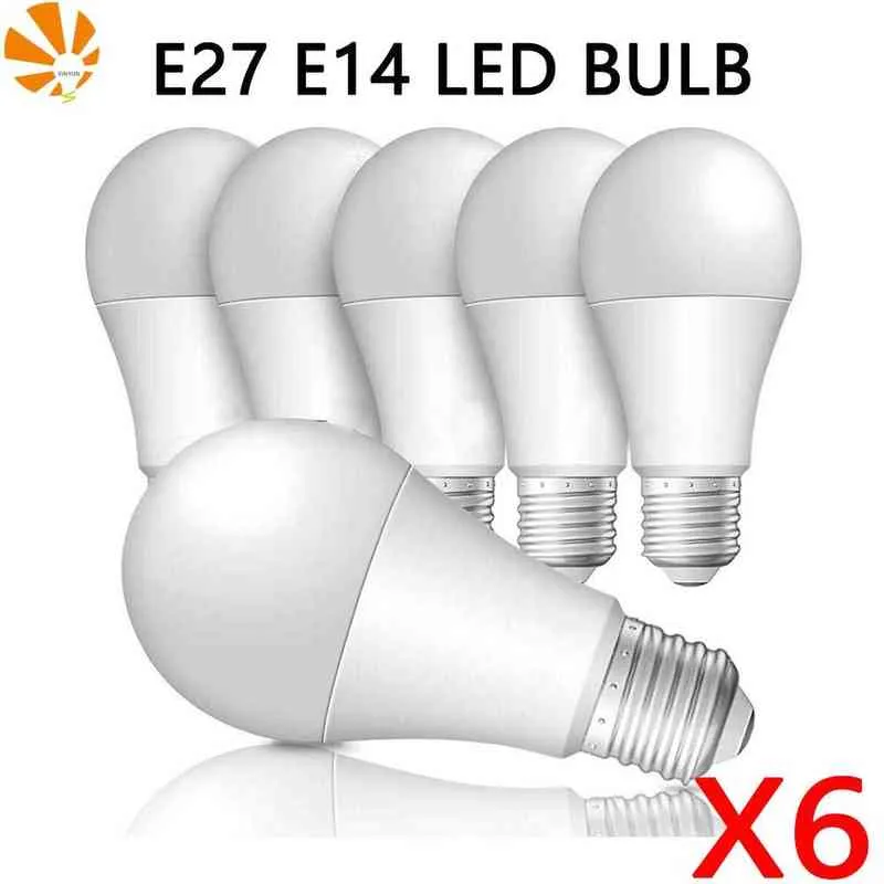 6pcs/lot e27 E14 Светодиодная лампа 220V 3W 6W 9W 12W 15W 18W 20W Bombillas Ampoule Lampada Ampoule